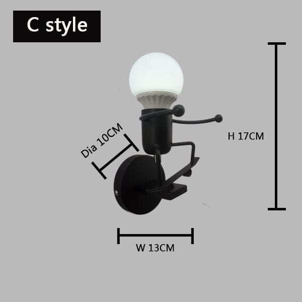 Upside Down Interiors skateboard Black / Without bulb simplicity matchstick man Cartoon wall light