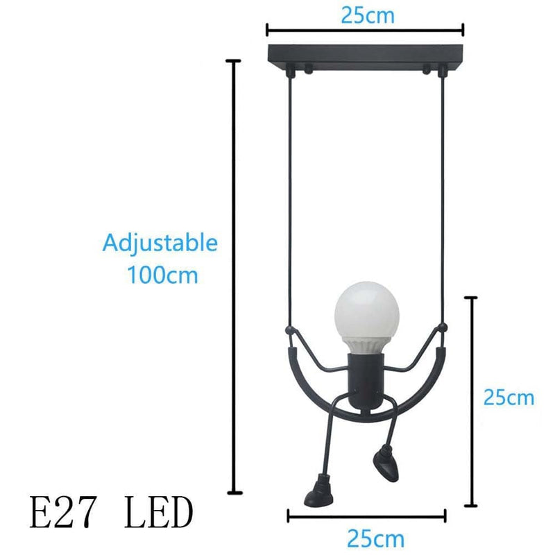 Upside Down Interiors style A black / Without Bulbs Pendant Light Nordic Little Man & Spider Hanging Lamp Iron & Swing Lamps