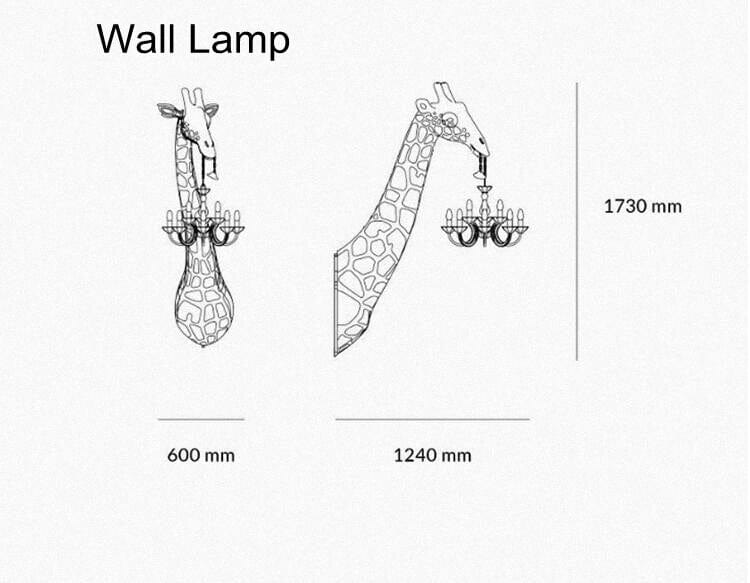 Upside Down Interiors Wall lamp / Black Post Modern Tall Giraffe Lamp Black/White Chandelier