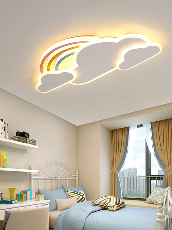 Upside Down Interiors white / changeable|53W LED Dimmable Ceiling Lamp Children's Room Modern Rainbow Cloud