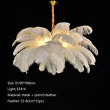 Upside Down Interiors White D100cm / white light Ostrich Feather Led Pendant Lights