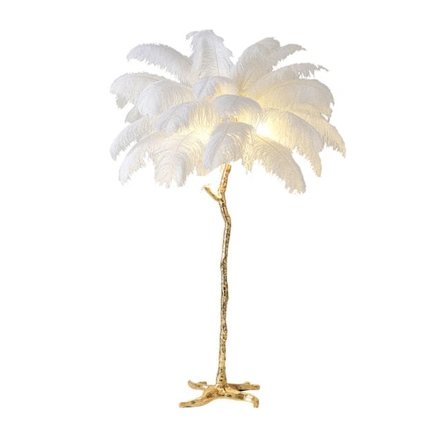 Upside Down Interiors White / H60cm 25 feathers Nordic Luxury Living Room Floor Lamp Ostrich Feather LED