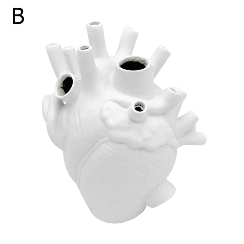 Upside Down Interiors White Large Heart Vase Anatomical Heart Shaped Flower Vase