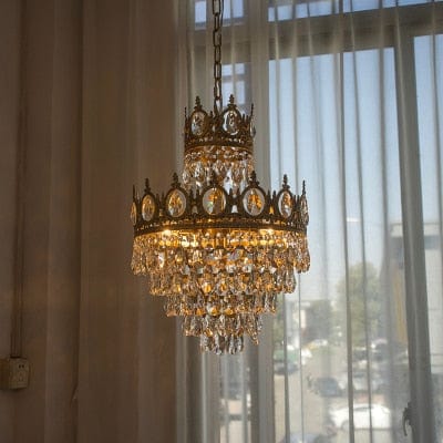Upside Down Interiors D38cm / Without Bulbs Modern Luxury Chandelier Crystal Pendant Light Golden Crown