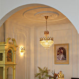 Upside Down Interiors Modern Luxury Chandelier Crystal Pendant Light Golden Crown